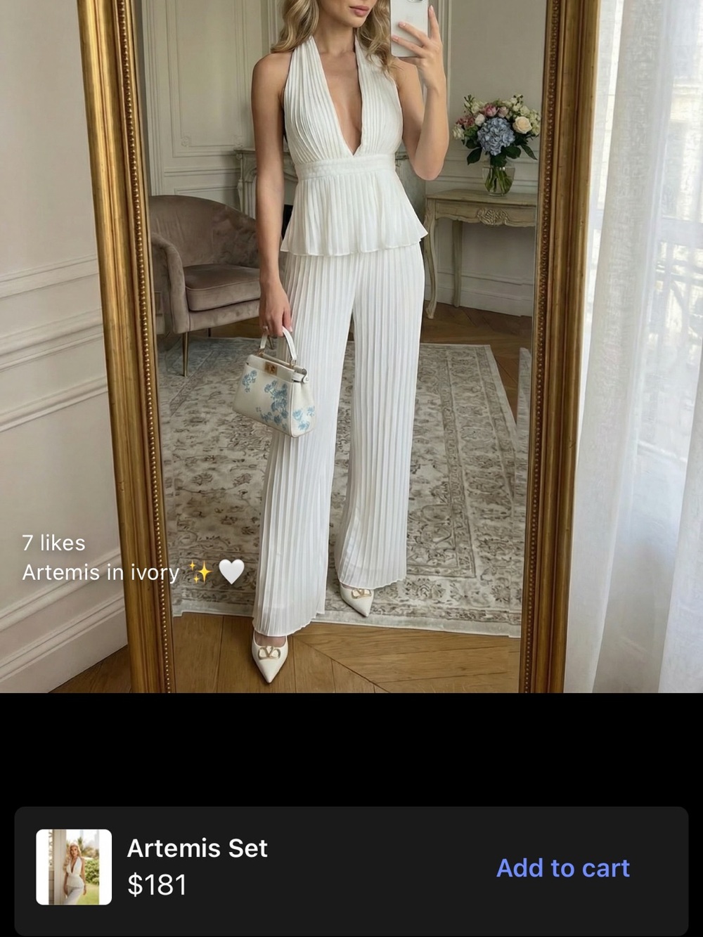 Cara Luna Artemis Set - White Pleated Halter and Pants